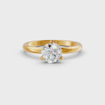 Load and play video in Gallery viewer, Round Cut Real Moissanite 3 Prong Solitaire Ring 14K Gold Plated