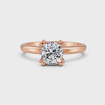 Load and play video in Gallery viewer, Cushion Cut Real Moissanite Double Prong Solitaire Ring 14K Gold Plated