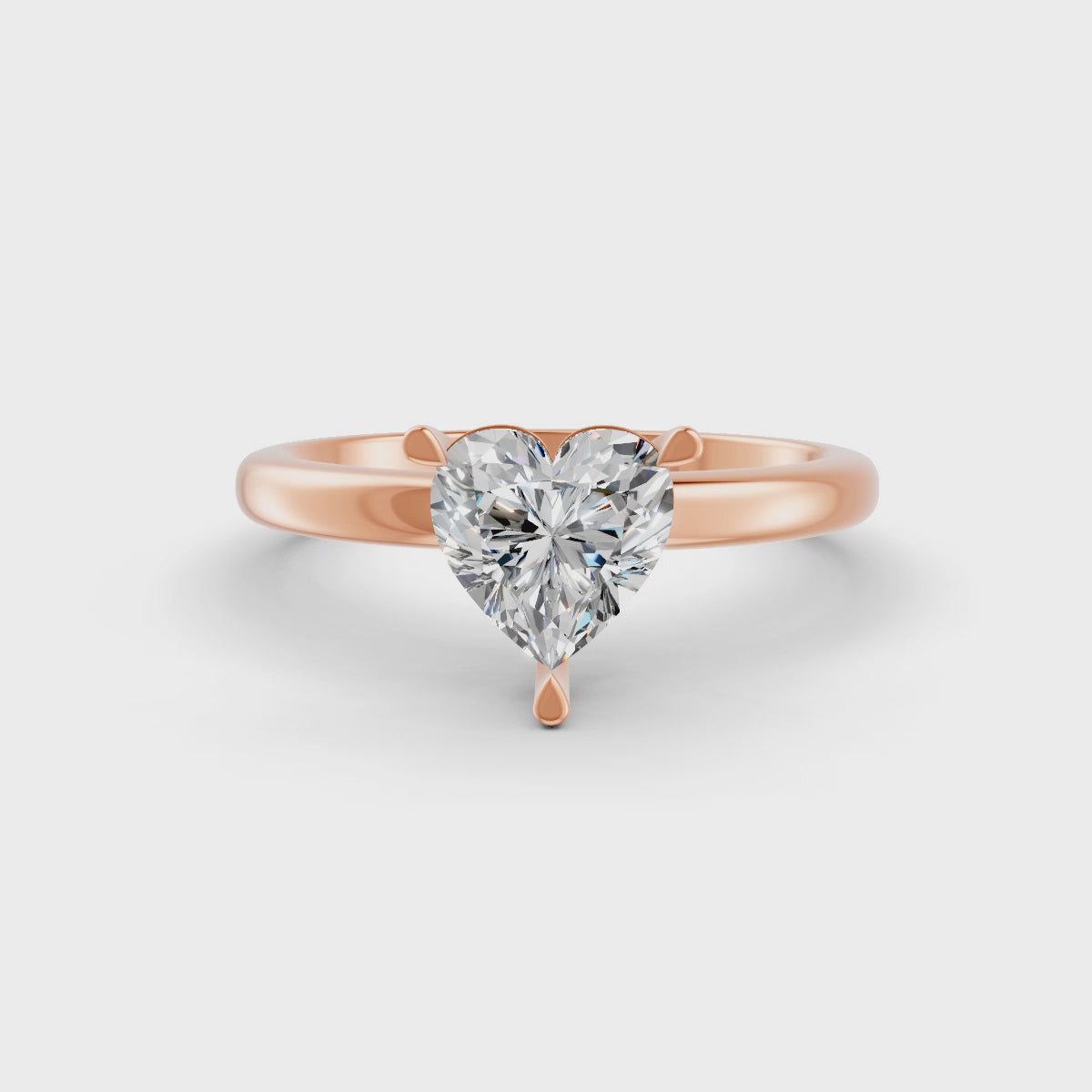 Heart Cut Real Moissanite 3 Prong Solitaire Ring 14K Gold Plated