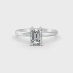 Load and play video in Gallery viewer, Emerald Cut Real Moissanite Double Prong Solitaire Ring 14K Gold Plated