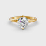 Load and play video in Gallery viewer, Round Cut Real Moissanite 2 Prong Solitaire Ring 14K Gold Plated
