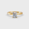 1-5 Ct Emerald Cut Real Moissanite 4 Prong Solitaire Ring 14K Yellow Gold Plated