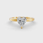 Load and play video in Gallery viewer, Heart Cut Real Moissanite 3 Prong Solitaire Ring 14K Gold Plated