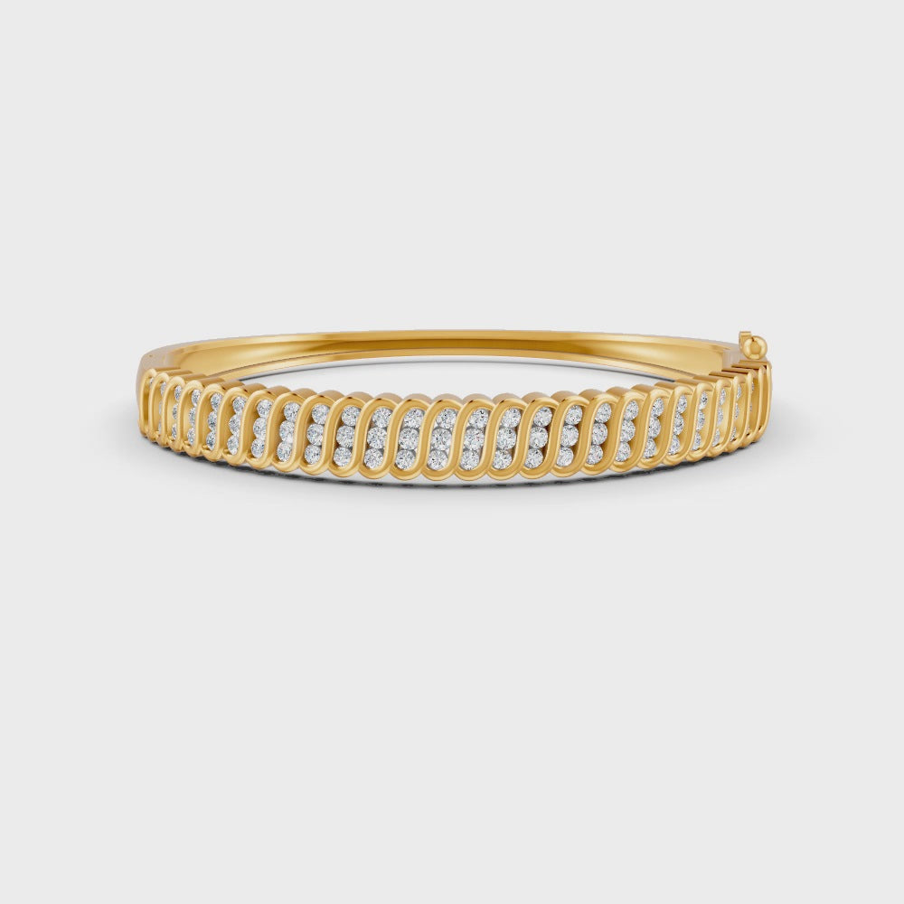 1.90 Ct Round Cut Natural Moissanite Women's Bangle Bracelets 14K Gold Plated