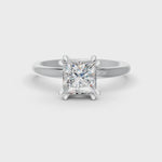 Load and play video in Gallery viewer, Princess Cut Real Moissanite Double 4 Prong Solitaire Ring 14K Gold Plated