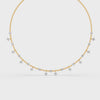 0.76 Ct Round Cut Moissanite Minimalist Chain Necklace In 14K Yellow Gold Plated
