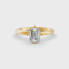 1-5 Ct Emerald Cut Real Moissanite 4 Prong Solitaire Ring 14K Yellow Gold Plated