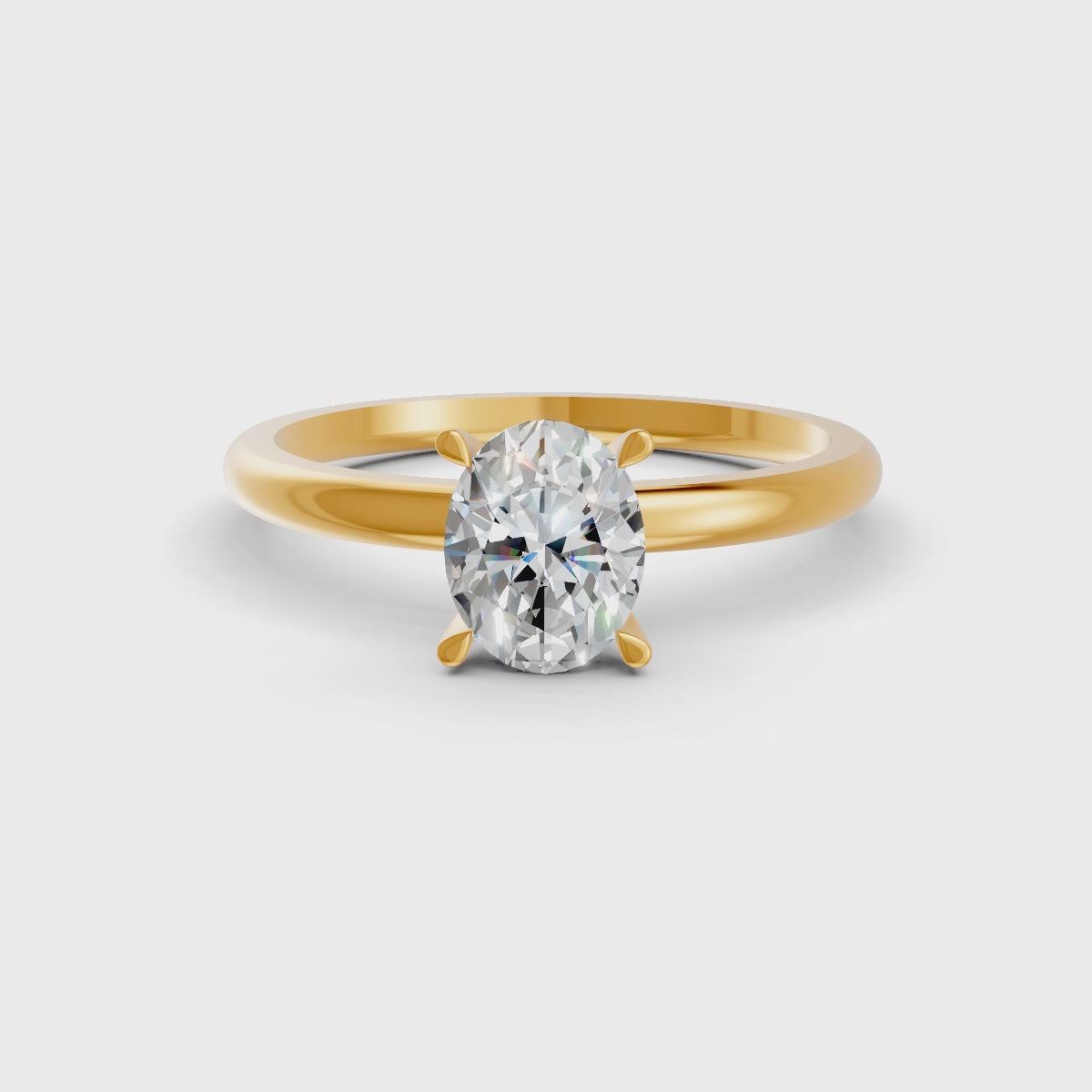 2.50 Ct Oval Cut Moissanite Women Solitaire Ring 14K Yellow Gold Plated