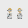 2.02 Ct Round Cut Moissanite Floral Drop Earrings 14K Yellow Gold Plated