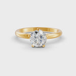 Load and play video in Gallery viewer, Round Cut Real Moissanite 5 Prong Solitaire Ring 14K Gold Plated