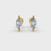 Marquise Cut Real Moissanite 2 Prong Solitaire Stud Earrings Screw Back 14K Gold Plated