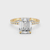 2.80Ct Emerald & Round Cut Moissanite Engagement Ring 14K Gold Plated