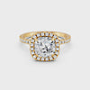 2.09 Ct Cushion & Round Cut Moissanite Engagement Ring 14K Gold Plated