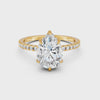 2.09Ct Pear Cut Moissanite Hidden Halo Engagement Ring 14K Gold Plated