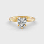 Load and play video in Gallery viewer, Heart Cut Real Moissanite 5 Prong Solitaire Ring 14K Gold Plated