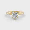 1-5 Ct Heart Cut Real Moissanite 5 Prong Solitaire Ring 14K Yellow Gold Plated