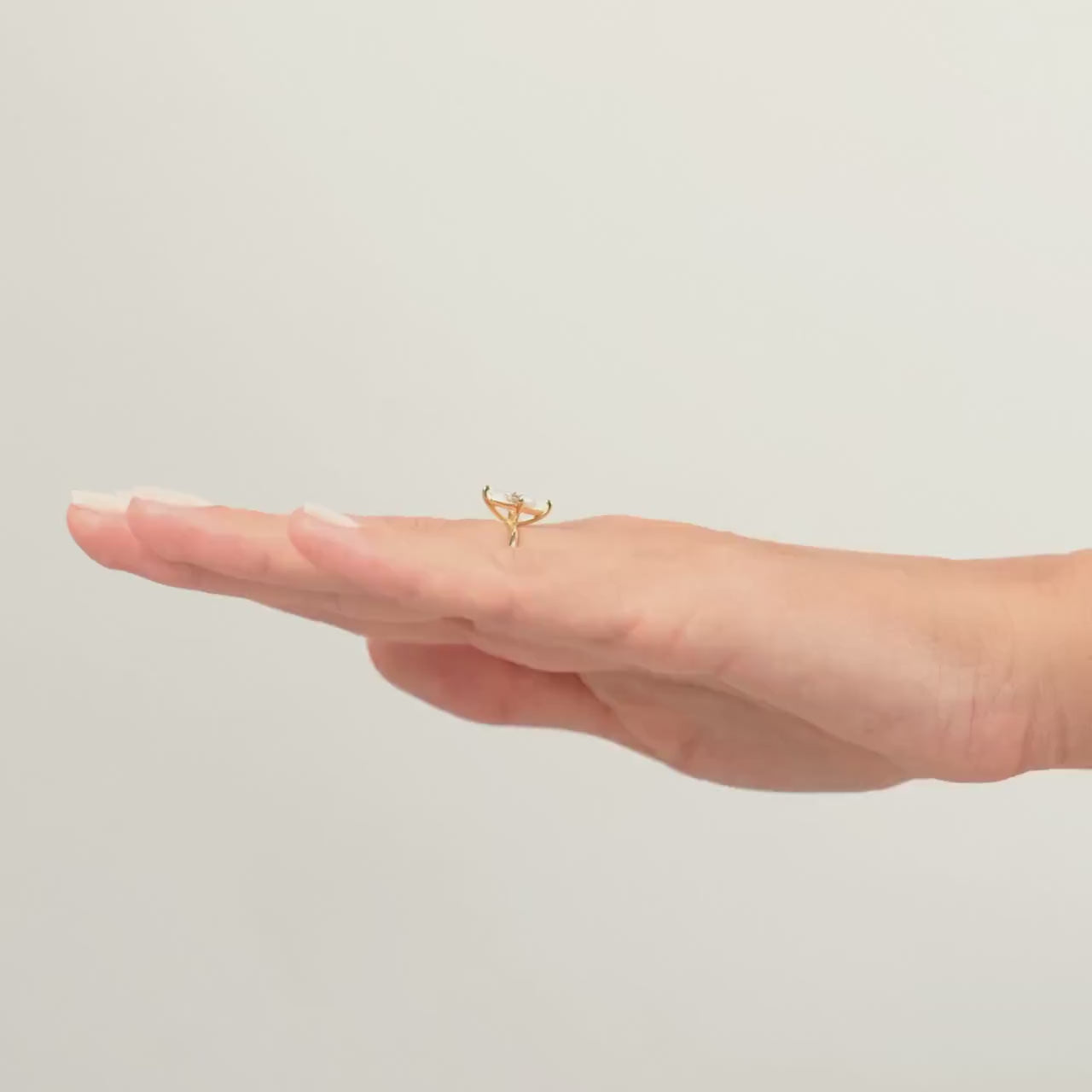 Marquise Cut Real Moissanite 4 Prong Solitaire Ring 14K Gold Plated