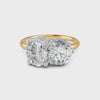 3.32 Ct Oval & Round Cut Real Moissanite Toi Et Moi Ring 14K Yellow Gold Plated