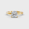 1-5 Ct Cushion Cut Real Moissanite 4 Prong Solitaire Ring 14K Yellow Gold Plated