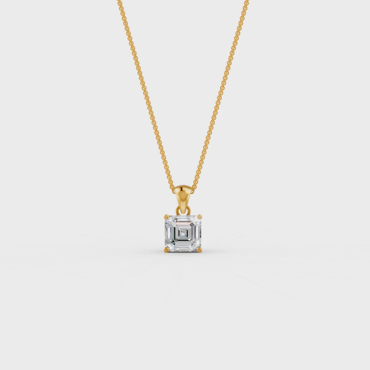 Asscher Cut Moissanite Solitaire Pendant in 14K Gold Plated