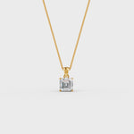 Load and play video in Gallery viewer, Asscher Cut Moissanite Solitaire Pendant in 14K Gold Plated