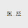 Cushion Cut Real Moissanite 4 Prong Solitaire Stud Earrings Screw Back 14K Gold Plated