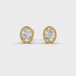 Load and play video in Gallery viewer, Oval Cut Real Moissanite Bezel Set Solitaire Stud Earrings Screw Back 14K Gold Plated