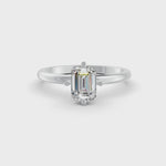Load and play video in Gallery viewer, Emerald Cut Real Moissanite 4 Prong Solitaire Ring 14K Gold Plated