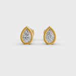 Load and play video in Gallery viewer, Pear Cut Real Moissanite Bezel Set Solitaire Stud Earrings Screw Back 14K Gold Plated