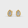 Pear Cut Real Moissanite Bezel Set Solitaire Stud Earrings Screw Back 14K Gold Plated