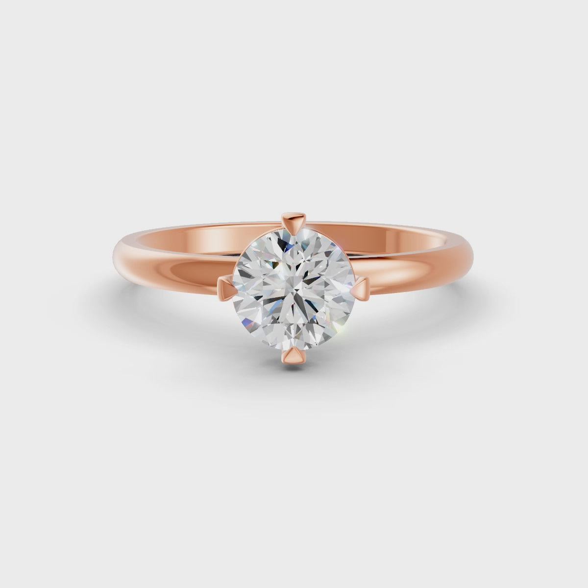 Round Cut Real Moissanite 4 Prong Solitaire Ring 14K Gold Plated