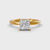 1-5 Ct Princess Cut Real Moissanite 4 Prong Solitaire Ring 14K Yellow Gold Plated