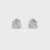 Round Cut Real Moissanite 3 Prong Solitaire Stud Earrings 14K Gold Plated