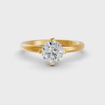 Load and play video in Gallery viewer, Round Cut Real Moissanite 4 Prong Solitaire Ring 14K Gold Plated