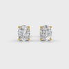 Oval Cut Real Moissanite 4 Prong Solitaire Stud Earrings Screw Back 14K Gold Plated