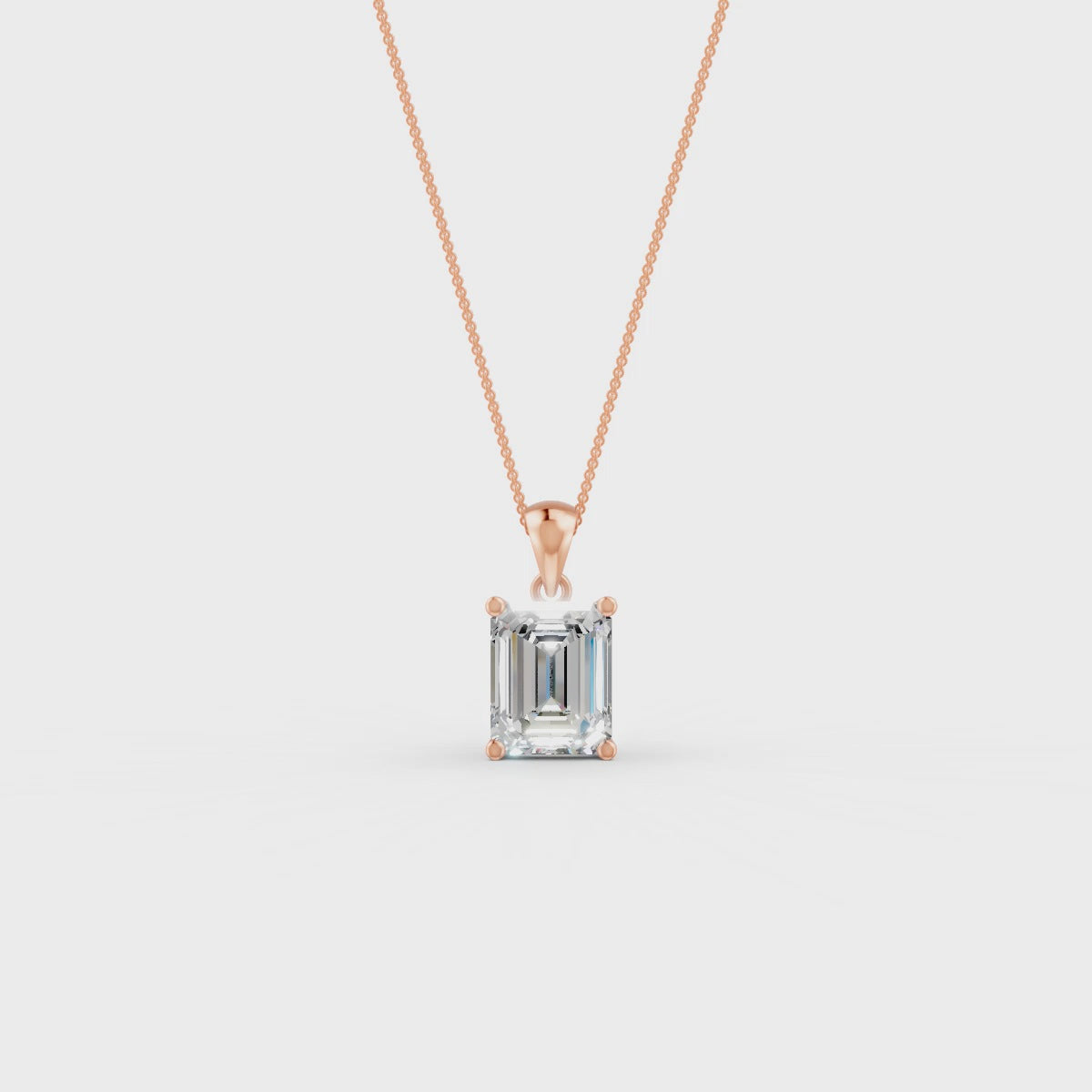 Emerald Cut Moissanite Solitaire Pendant 14K Gold Plated