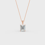 Load and play video in Gallery viewer, Emerald Cut Moissanite Solitaire Pendant 14K Gold Plated