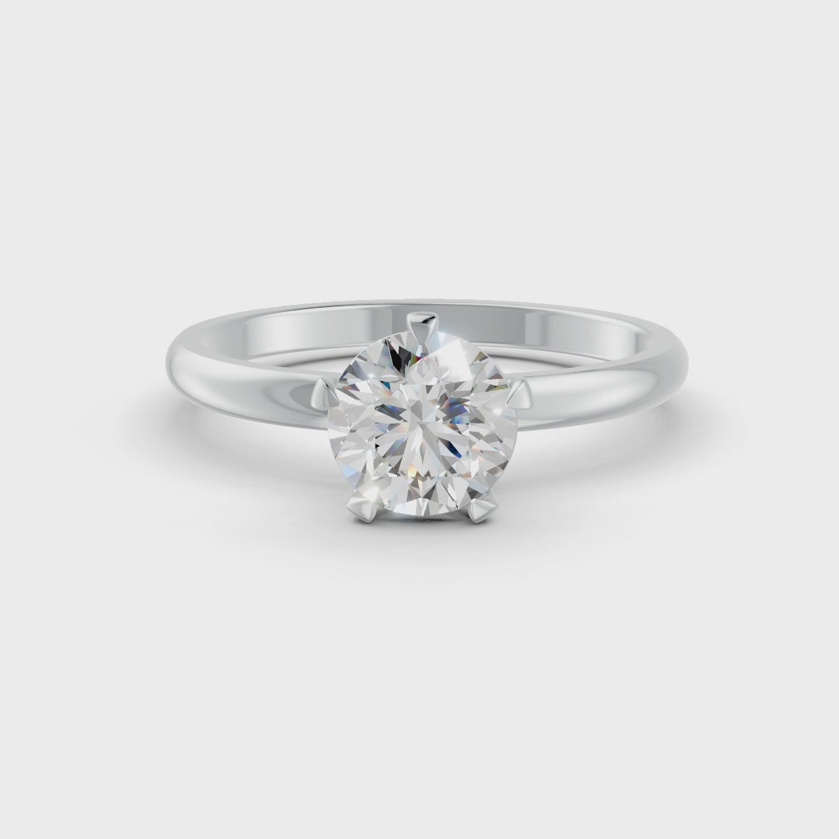 Round Cut Real Moissanite 5 Prong Solitaire Ring 14K Gold Plated