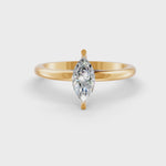 Load and play video in Gallery viewer, Marquise Cut Real Moissanite 2 Prong Solitaire Ring 14K Gold Plated