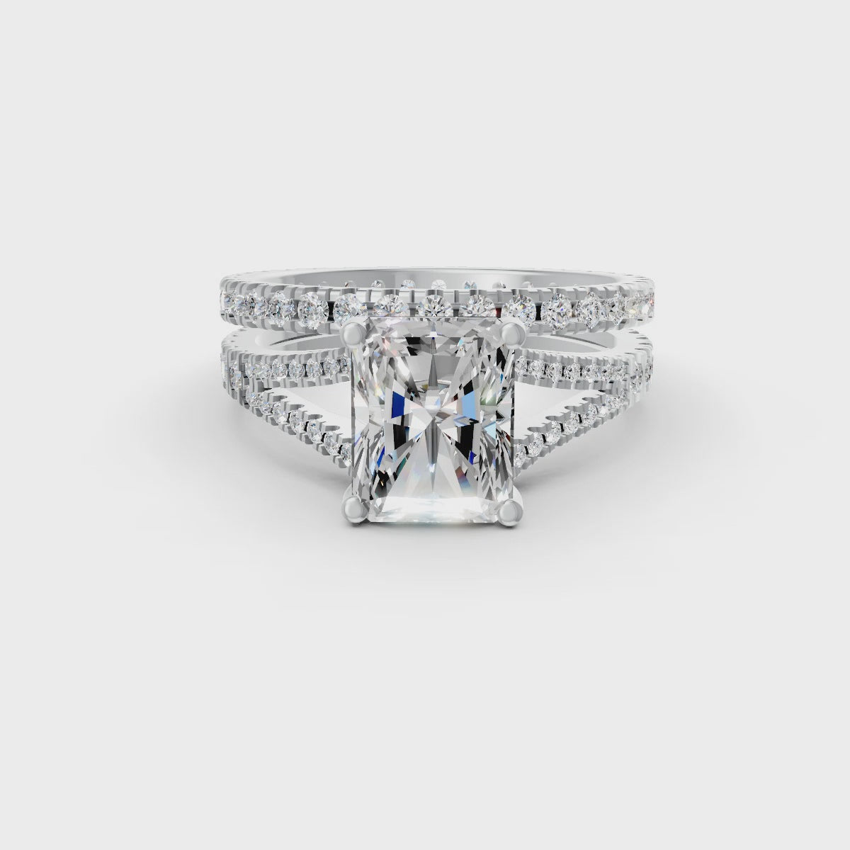 3Ct Radiant Cut Moissanite Bridal Engagement Ring 14K Gold Plated