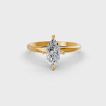 Load and play video in Gallery viewer, Marquise Cut Real Moissanite 4 Prong Solitaire Ring 14K Gold Plated