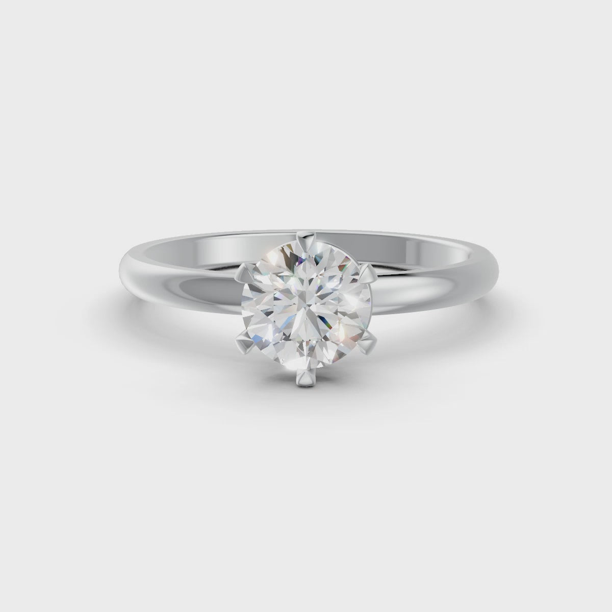 Round Cut Moissanite Solitaire Engagement Ring 14K White Gold Plated