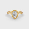 1-5 Ct Pear Cut Real Moissanite Bezel Set Solitaire Ring 14K Yellow Gold Plated