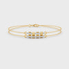 0.27 Ct Round Cut Moissanite Minimalist Bar Chain Bracelet 14K Yellow Gold Plated