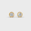 Round Cut Real Moissanite Bezel Set Solitaire Stud Earrings Screw Back 14K Gold Plated