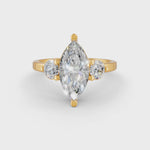 Load and play video in Gallery viewer, 2Ct Marquise Cut Moissanite Women's Engagement Ring 14K Yellow Gold Plated
