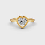 Load and play video in Gallery viewer, Heart Cut Real Moissanite Bezel Set Solitaire Ring 14K Gold Plated