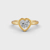 1-5 Ct Heart Cut Real Moissanite Bezel Set Solitaire Ring 14K Yellow Gold Plated