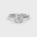 Load and play video in Gallery viewer, Round Cut Real Moissanite Bezel Set Solitaire Ring 14K Gold Plated