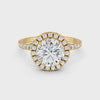 1.87Ct Round Cut Moissanite Halo Engagement Ring 14K Gold Plated